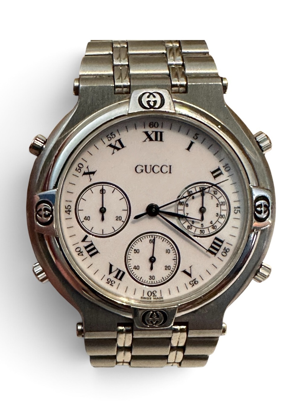 Vintage Gucci 9300 Swiss Made Stainless Steel Chronograph Watch